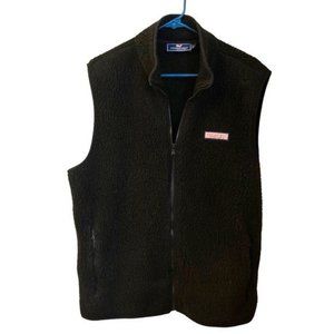 Vineyard Vest black Sherpa fleece zipper jacket men’s Large whale outerwear L